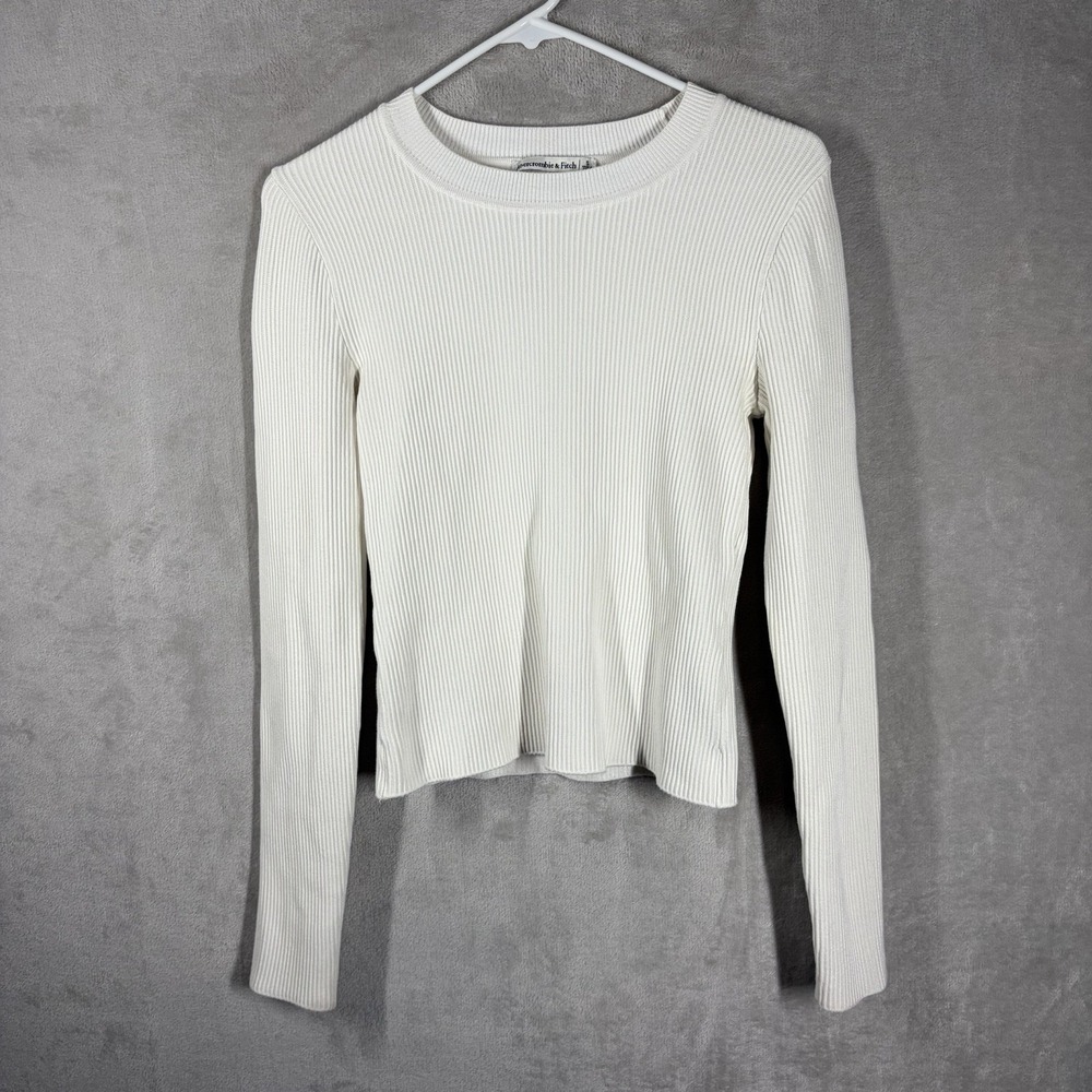 Abercrombie Fitch Heavyweight Ribbed Long Sleeve Top Size S Stretch Minimalist